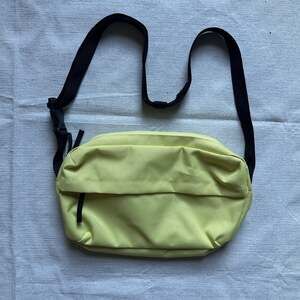 Muji Crossbody Nylon Bag Neon Yellow Fannypack 12x8 LIKE NEW